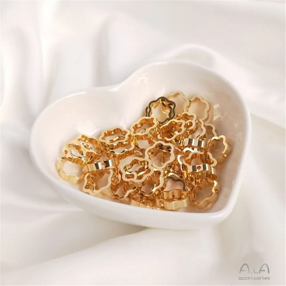 14k Gold-Color Accessories, Plum Blossom Set, Bead Ring, Small Flower-shaped Bead Ring, Handmade DIY Jewelry, Beaded Material