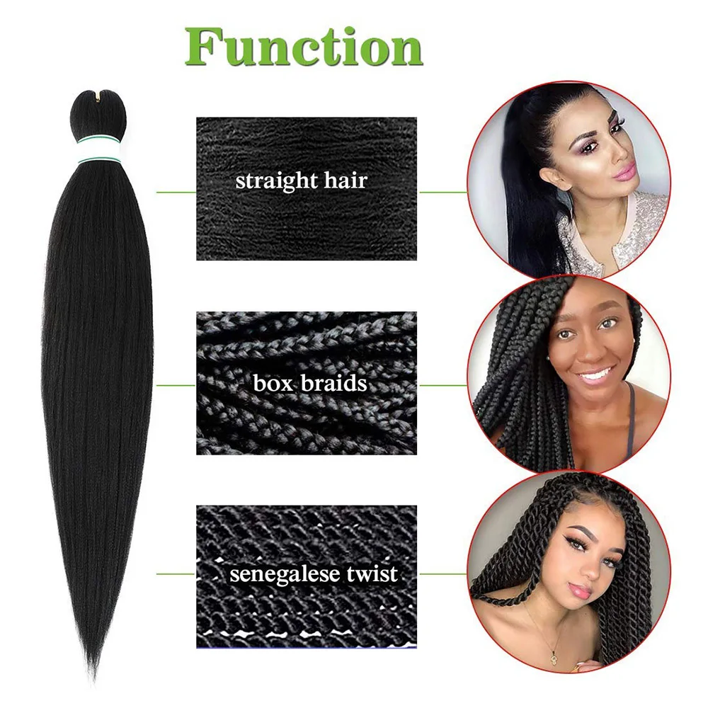 26 Inch Pre-stretched Easy Xpression Braiding Hair Synthetic Low Temperature Fiber Crochet Hair Extensions For Black White Women