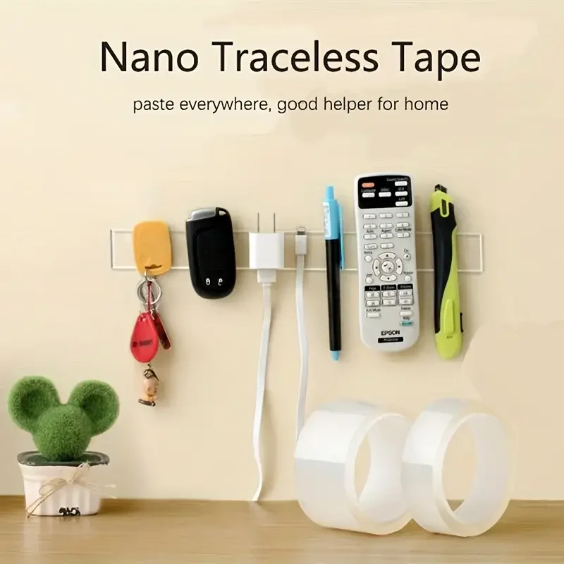 1 Roll Strong Viscosity Transparent Double Sided Nano Tape Waterproof Wall Stickers Reusable Heat Resistant  Multipurpose Reusab