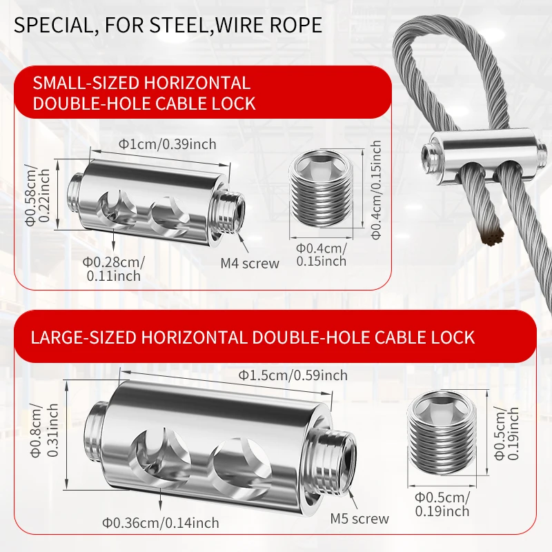 Penjepit logam yang dapat disesuaikan 2-3mm, penjepit kabel baja tahan karat, cocok untuk penjepit tali 2-3mm, tanaman pot/gantungan gambar