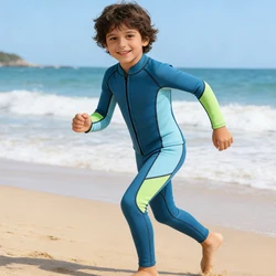 Traje de neopreno infantil con cremallera, protección UV y manga larga
