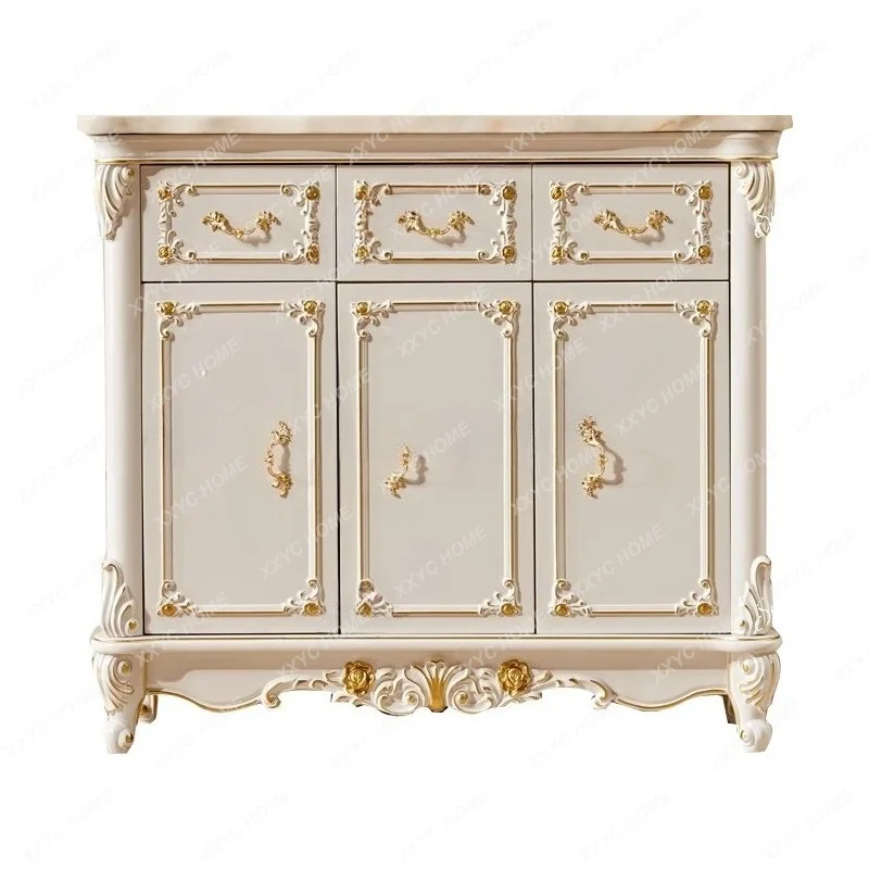 AA  solid wood white marble household simple entrance foyer cabinet