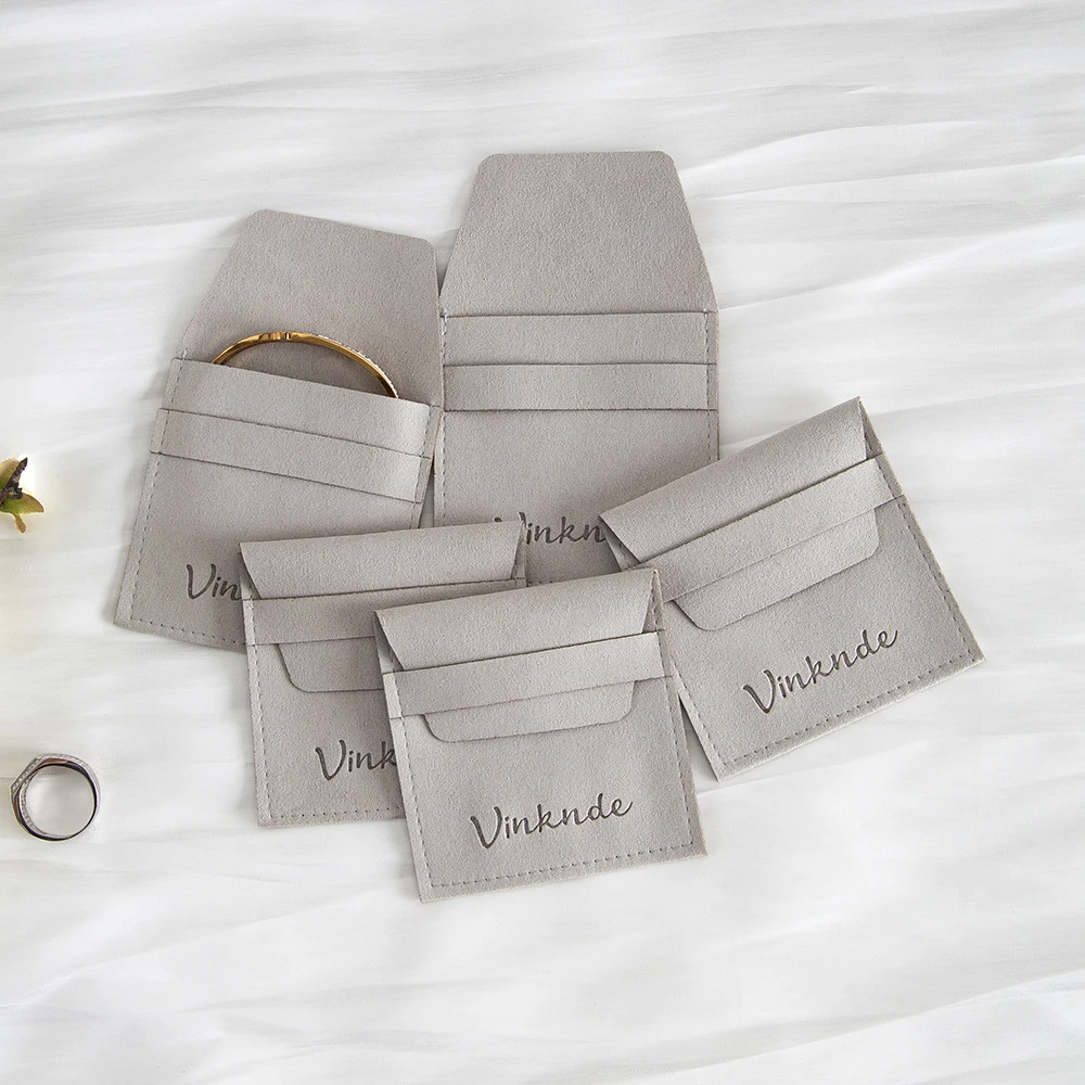 Microfiber Velvet Jewelry Packaging Bag Customized Pouch Necklace Earrings Ring Storage Small Wedding Favor Bags Gift with Logo