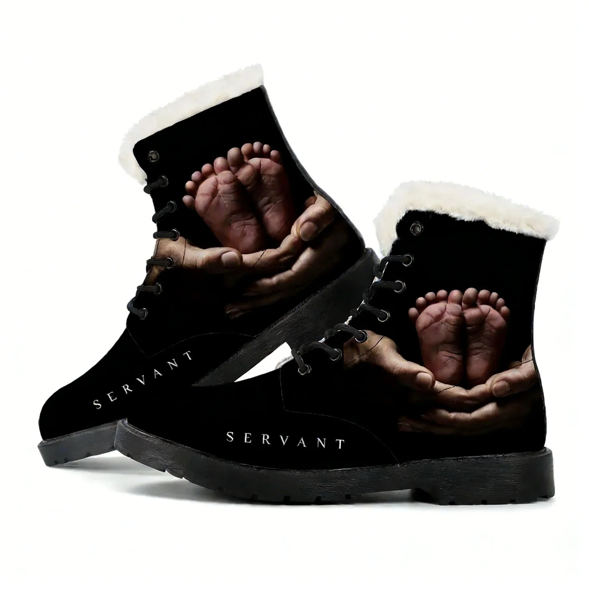Servant Plush Boot Men Women Teenager Casual Shoe Outdoor Warm Boot High Quality Personalized Fashion Pattern Custom Shoes
