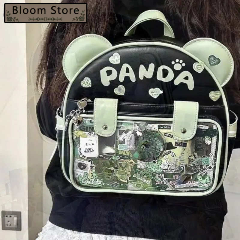 

Patchwork Contrast Color Letter Print Backpac Fashion Kawaii Transparent Ita Bags New Women Students Casual Sweet Y2k Schoolbags