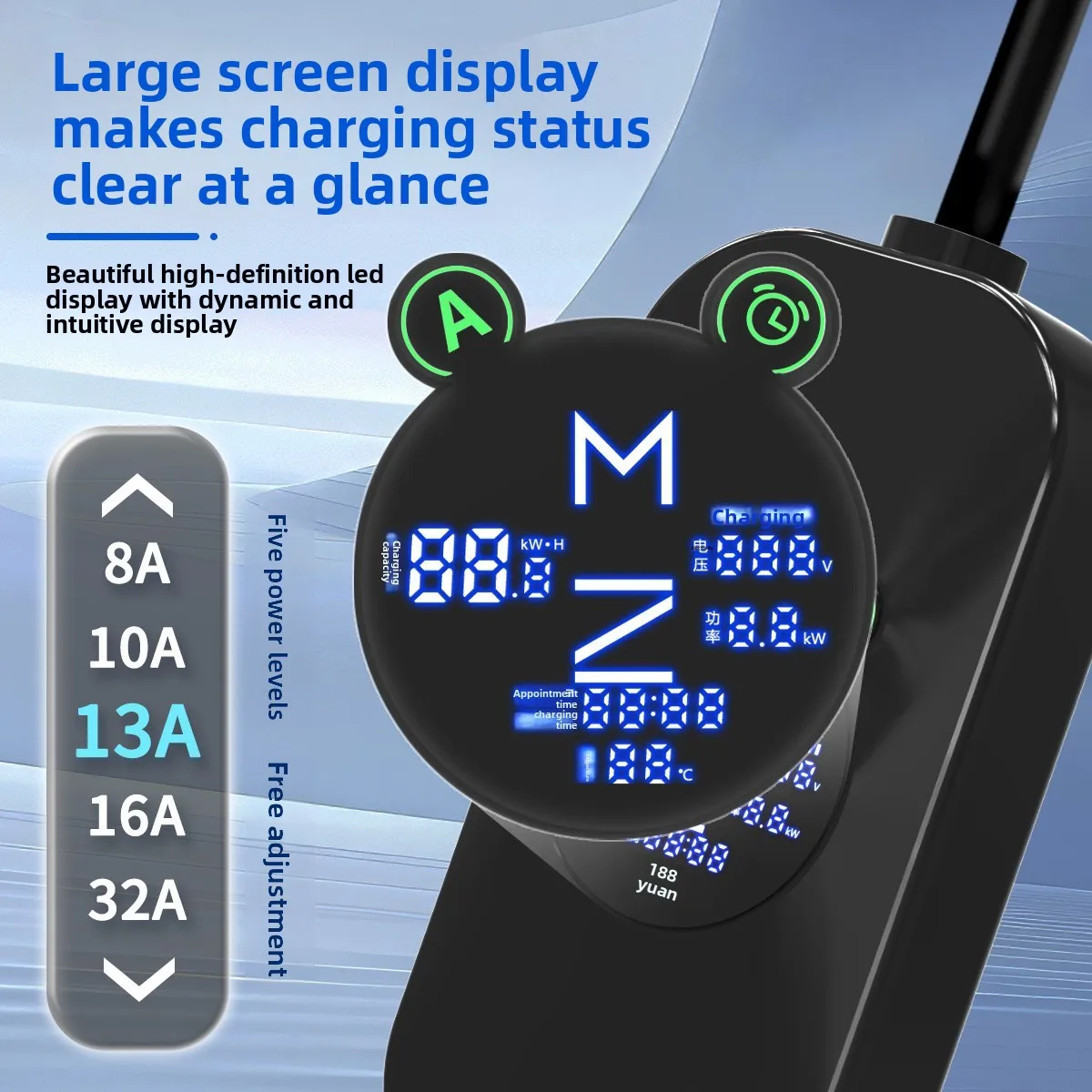 Custom 16A Portable AC 220V Charging cable 7kW Type-2 EV Charger Model GBT 20234.2-2015 for New-Energy Vehicles