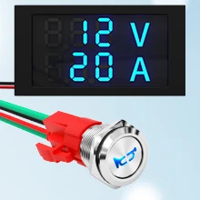 DaierTek Horn Button 12V 20A Heavy Duty 16MM Metal Horn Switch Speaker Blue LED Stainless Steel Momentary Push Button Switch