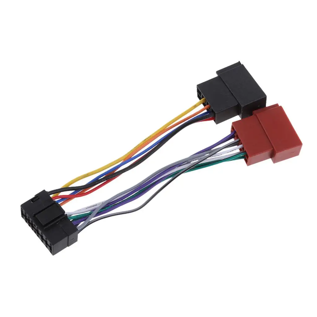 Car Audio Wire Harness Adapter 16 Pin ISO Cable Replacement for Lost or Damaged Aftermarket Stereo Harness