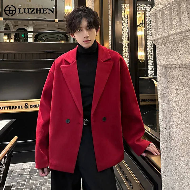 

LUZHEN оригинальный высококачественный осенне-зимний однотонный пиджак шерстяное пальто мужская модная элегантная темпераментная корейская куртка JY4482