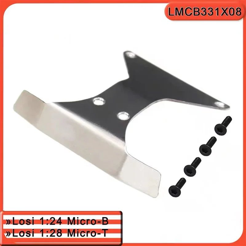 304 Stainless Steel Front Skid Plate for Losi 1:24 Micro-B 1:28 Micro-T, Heavy-Duty Chassis Protection Upgrade Part