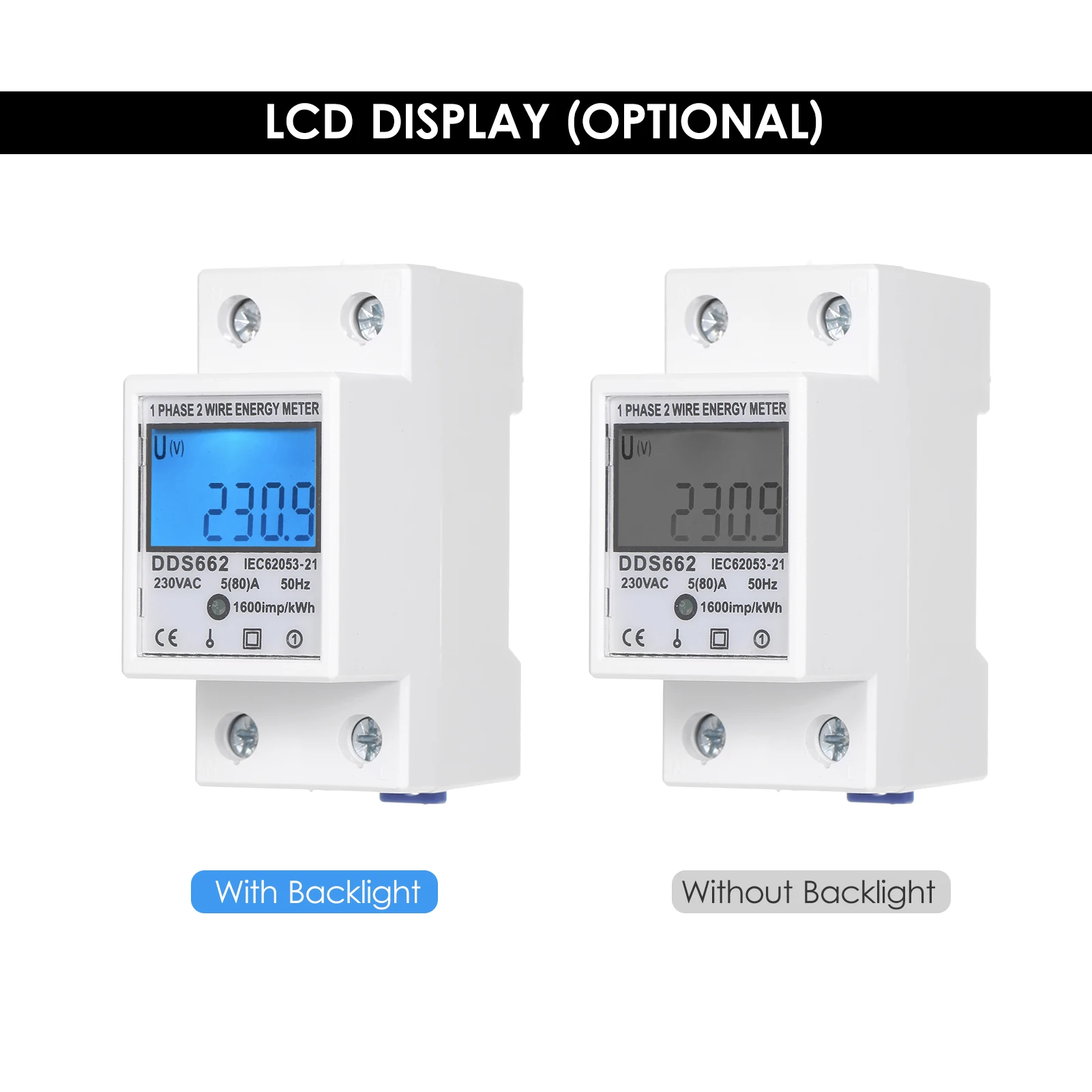Single Phase Two Wire LCD Digital Display Wattmeter Power Consumption Energy Electric Meter kWh AC 230V 50Hz Electric Din Rail