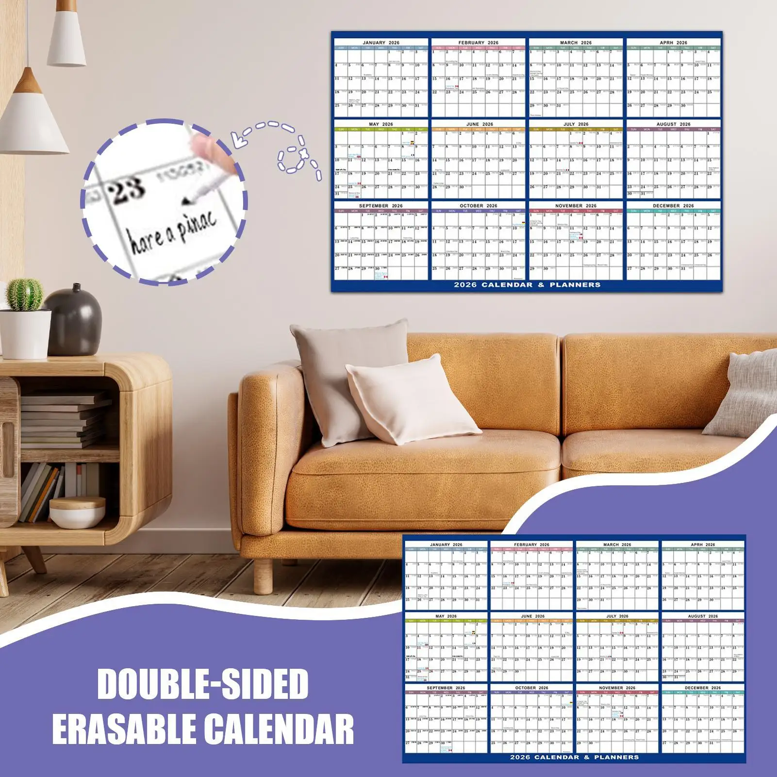 2026 Large Erasable Wall Calendar 3