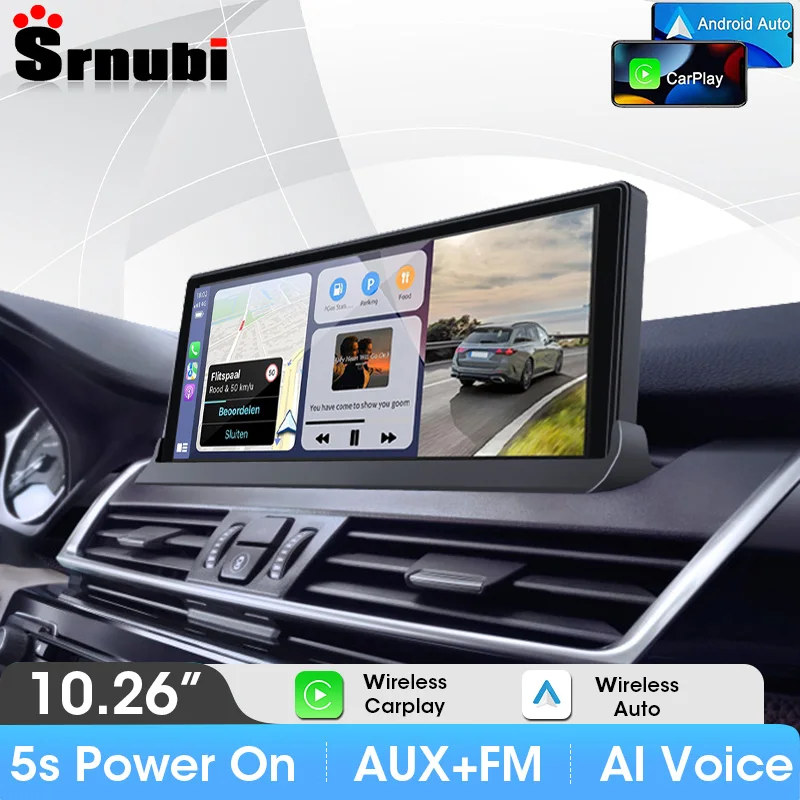 

10.26" 4K Wireless CarPlay Android Auto 350° Rotate DVR Navigation Smart Dashboard Video Recorder Universal Display Screen