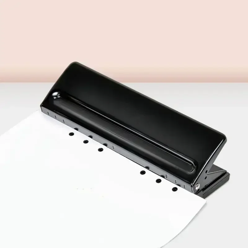 Mesin Pelubang Kertas 6 Lubang dengan Jarak yang Dapat Disesuaikan, Manual, untuk Buku Besar, Multi Ukuran, Alat Tulis Kantor, Buku Tangan, Sertifikat, PVC