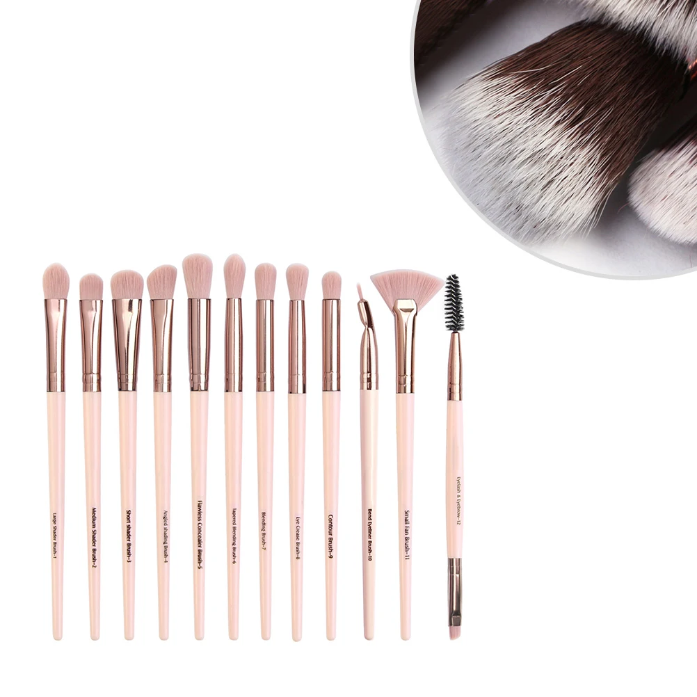 مجموعة فرش ظلال العيون مكونة من 12 قطعة، أدوات مكياج ذات شعيرات صناعية ممتازة للنساء للاستخدام اليومي، مجموعة وردي وذهبي وردي #4