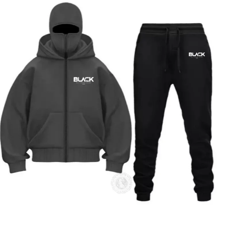 

Men's Autumn Winter Long Sleeve Hoodie Set with Double Big Pockets Loose Fit Casual Comfortable Sweatshirt Outerwear Fashionable