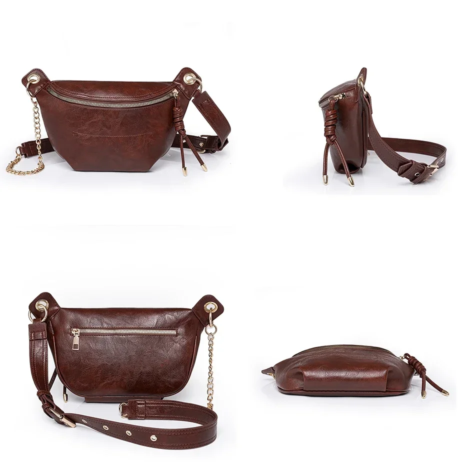 New Solid Color Pu Leather Women Waist Bags Luxury Famous Brand Shoulder Bag Chain Belt Crossbody Female Bag Bolsa Feminina Bags