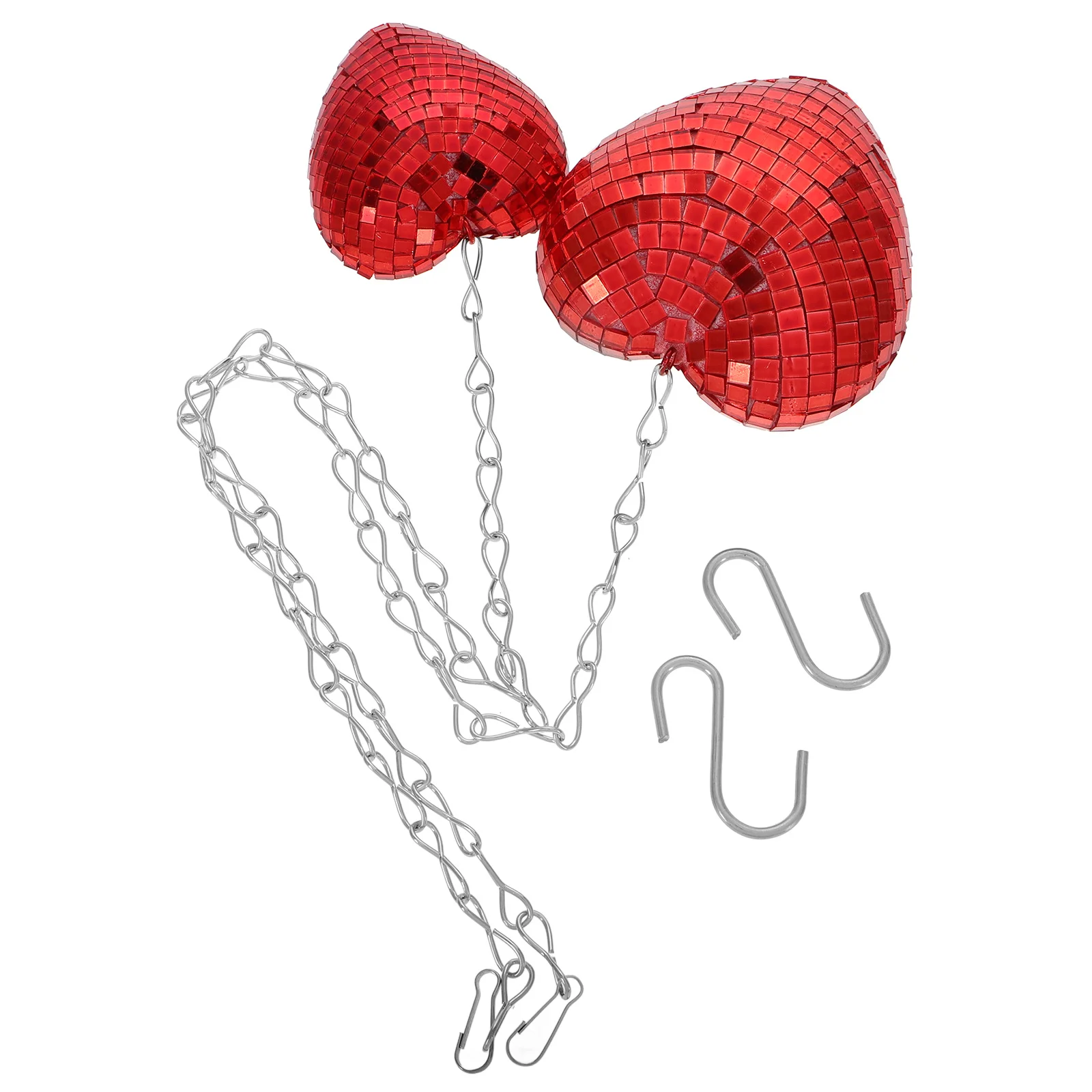 

2Pcs Heart Disco Ball Red Hanging Mirror Ball Wedding Party Decoration Reflective Glitter Ornament Disco Lanterns