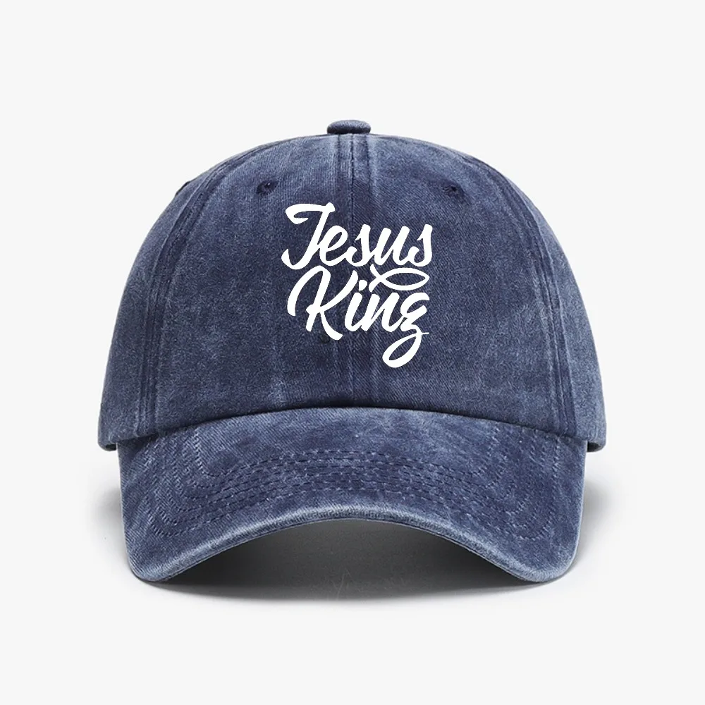Jesus Is King print Baseball Caps fashion Vintage Washed Denim Hat Unisex adjustable Snapback hats