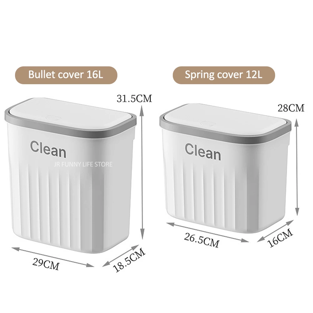 12L/16L Press Type Bathroom Trash Can Wall Mounted Narrow Toilet Trash Bin With Lid Wastebasket Bathroom Accessories