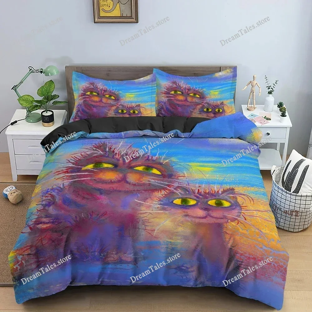 

Watercolor Cartoon Cat Bedding Set Boys Girls Twin Queen Size Duvet Cover Pillowcase Bed Boys Adult Home Textileextile369