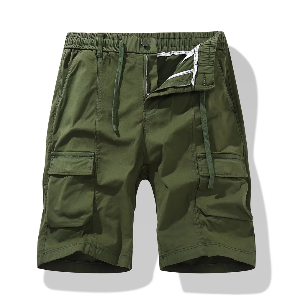 

Male Cargo Pants Knee Shorts Classic Summer Shorts Multiple Pockets Large Size Cotton Half Pants Khaki Army Green Shorts