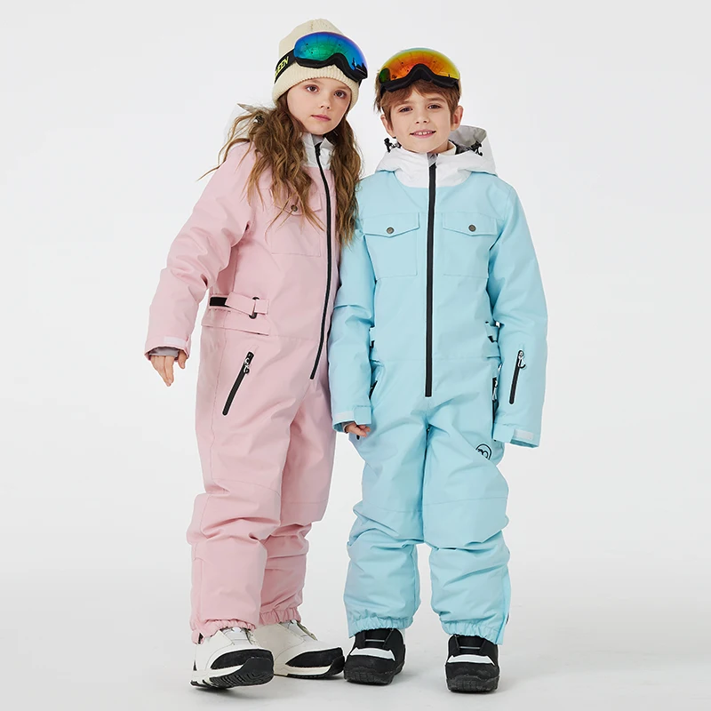 Children's Jumpsuit, Boy or Girl Snow Suit, Coverall Skiing Snowboarding Clothing, Waterproof, Winter Outdoor Sports Wear, -30