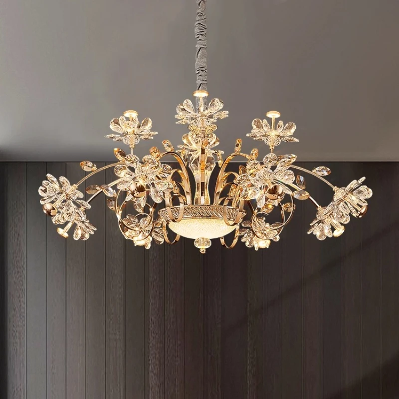 European Style Luxury Crystal Ceiling Chandeliers Living Dining Room Villa Spiral Staircase Loft Hotel Lobby Indoor Hanging Lamp