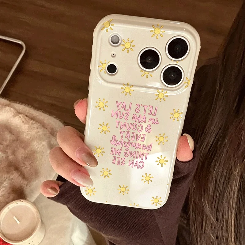 LET'S LAY in the SUN INS Shockproof Phone Case For iPhone 17 16 Pro Max 15 Pro 14 Pro Max 13 12 Pro Max Anti-drop Cover Shell