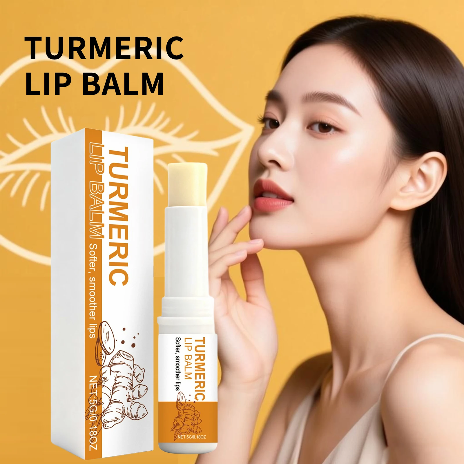 

Turmeric Lip Balm Brightening Dark Lips Improve Dry Cracked Lips Fade Fine Lines Exfoliating Nourish Moisturizing Lipstick Care