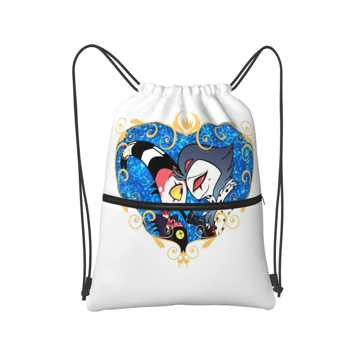 

Helluva Boss Stolas And Blitzo Heart Frame Backpacks Fashion Drawstring Bags Sundries Bag Book Bags for Man Woman Students
