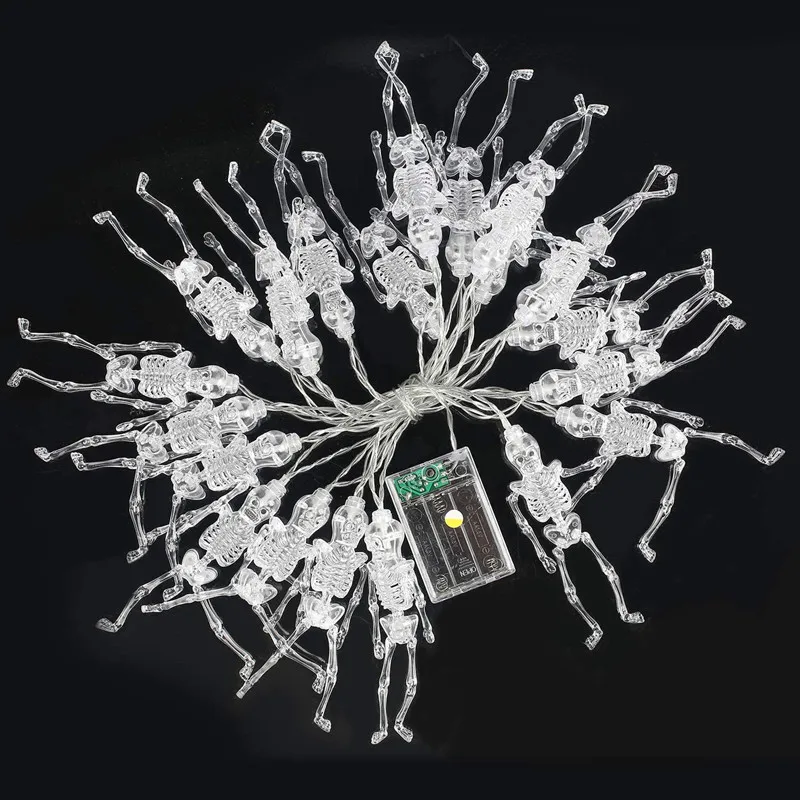 Luci a corda scheletro per decorazioni di Halloween Lampada a sospensione per interni a batteria/USB per decorazioni per la casa Luce a tema horror 403