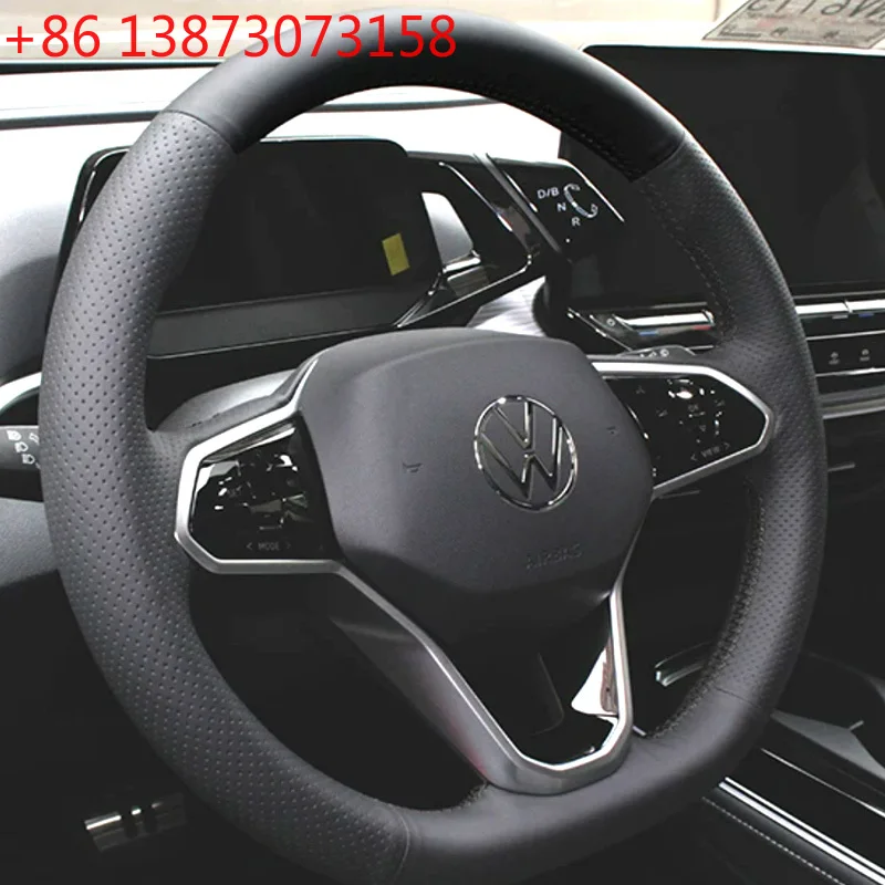 Funda de volante negra antideslizante cosida a mano, adecuada para Volkswagen VW Golf 8 Passat ID.3 Arteon Caddy 2019-2022