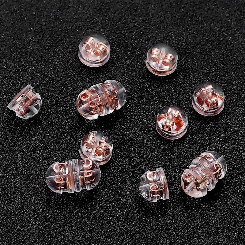 20-40 stücke Silikon Gummi Ohr Zurück Stopper Kupfer Ring Hamburger Ohr Stecker Für Schmuck Machen DIY Ohrring Zubehör – Detail 8