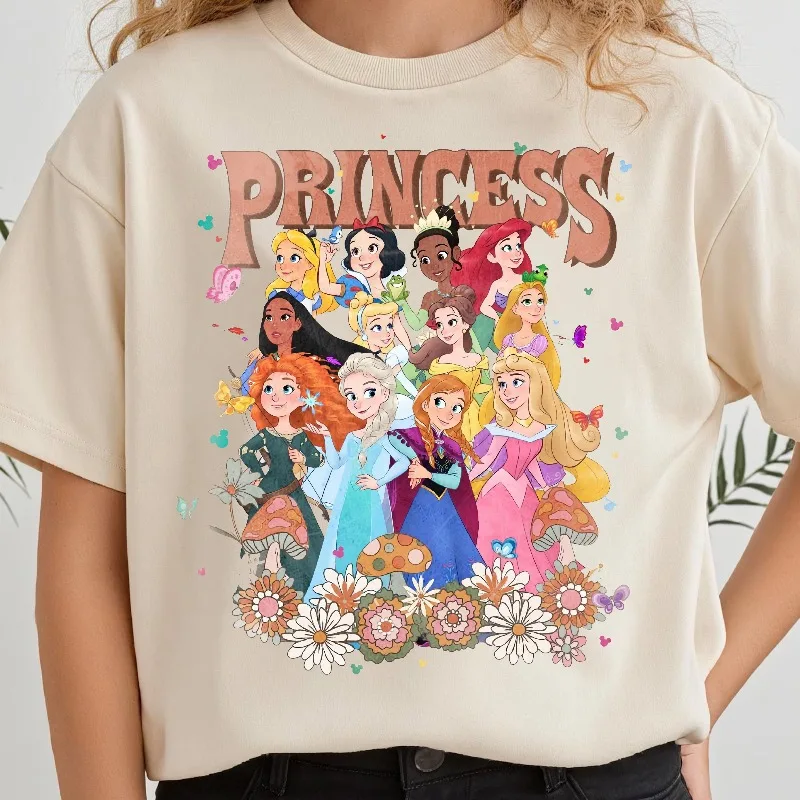 

Женская футболка Disney Princess Belle Comfort Colors, четыре сезона, мужская и женская повседневная модная одежда из чистого хлопка в стиле ретро