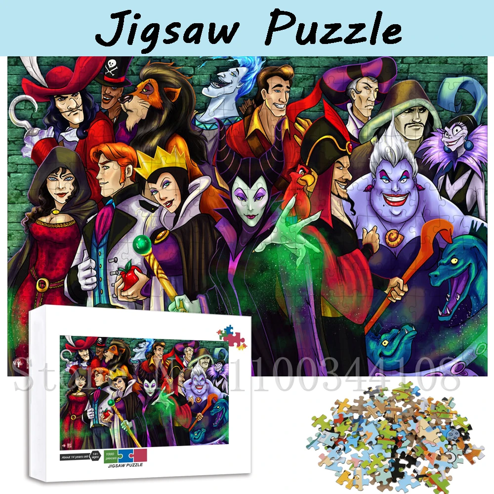 

Disney Villains Jigsaw Puzzles 300/500/1000 Pieces Wooden Puzzles for Adults Decompressing Children Educational Toys