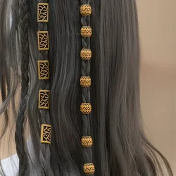 10pcs Hair Beads Rings Beads Braiding Hair Clips for Women Girls Cuffs Tubes Charms Dreadlock Hair Styling Tools Accessories