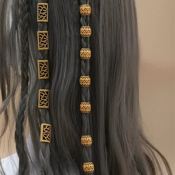 Pinzas para el pelo trenzadas para mujer y niña, anillos con cuentas, puños, tubos, amuletos, rastas, herramientas de peinado, accesorios, 10 unidades