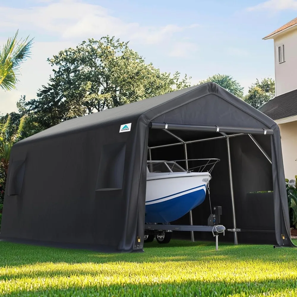 

Усиленный переносной навес-укрытие для автомобиля/патио 10x20 футов с 2 рулонными дверями на молнии и вентиляционными отверстиями, на заказ