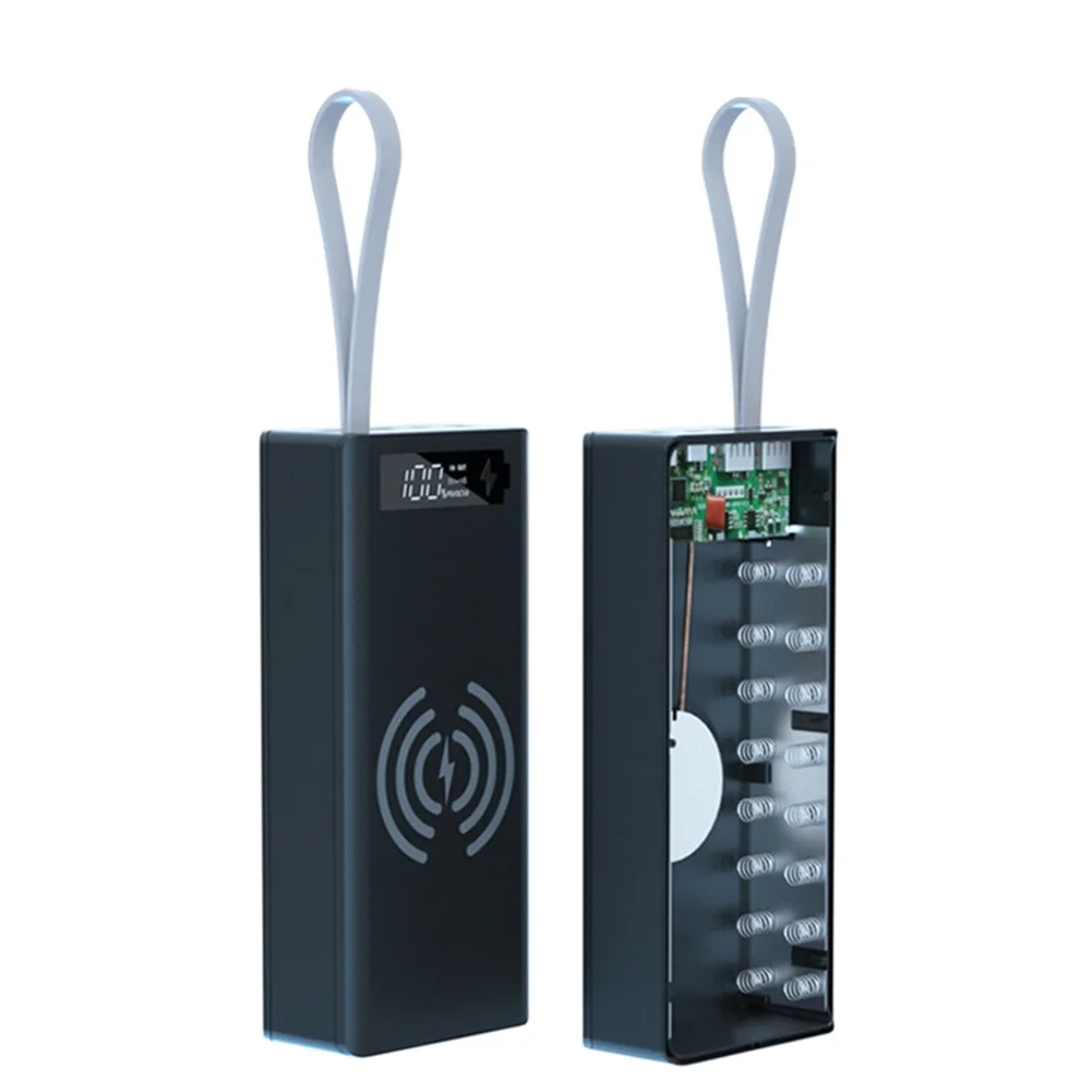 

Корпус для аккумуляторов 16X18650 с функцией Power Bank, двойным USB и ЖК-дисплеем, поддержка быстрой и беспроводной зарядки