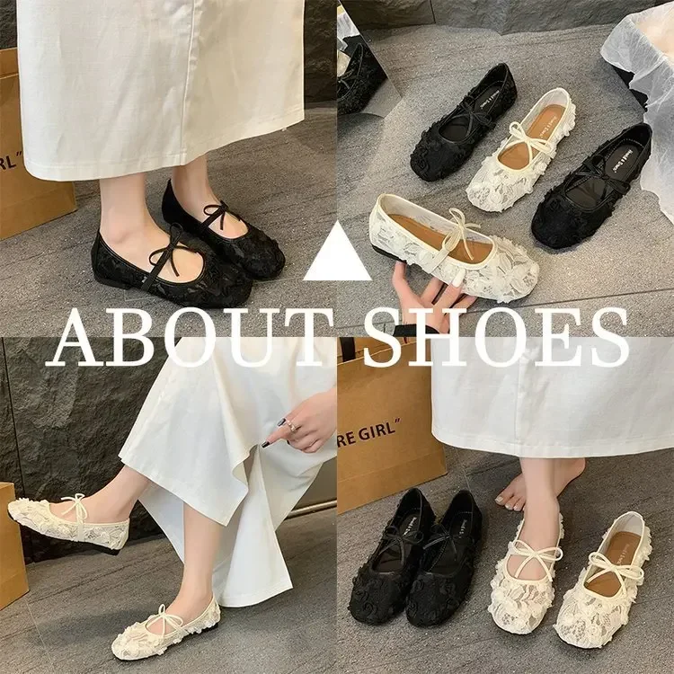 Damen-Mary-Jane-Schuhe mit Spitzenblumen, modische Slip-On-Schuhe im Street-Style mit weicher Sohle, flache Schuhe für Damen – Detail 6
