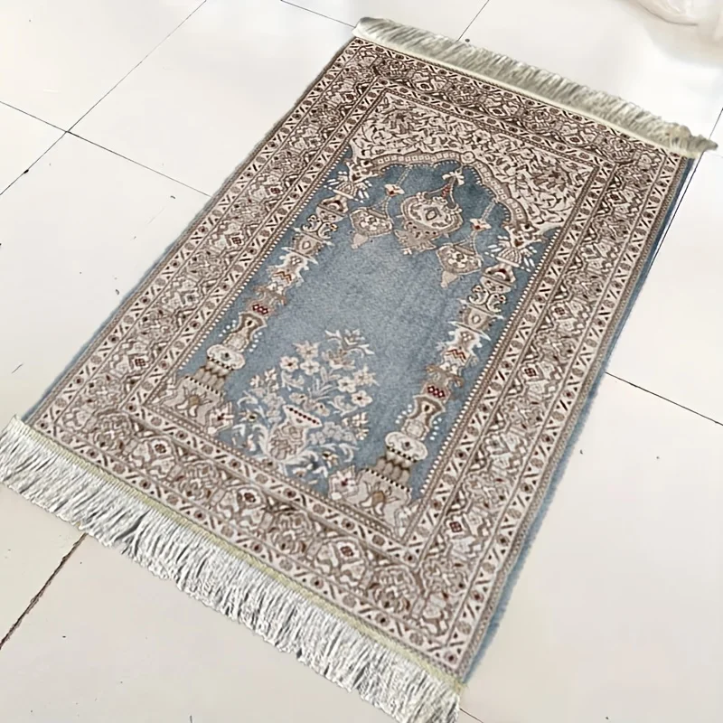 VIKAMA New Chinese-Style Light Luxury Prayer Mat Machine Washable with Tassels Prayer Rug for Travel, Home, Pilgrimage