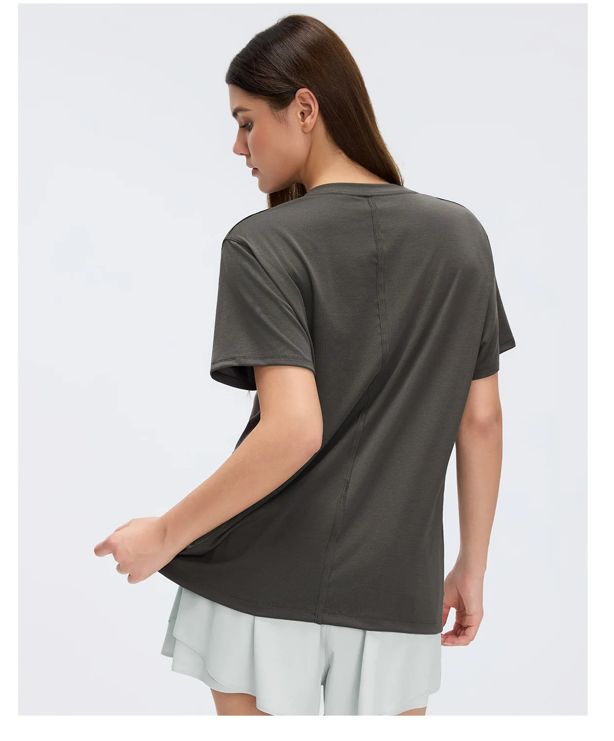 Women's Summer Solid Color Sports T-shirt Quick Drying Breathable round Neck Short-Sleeved Top for Running Fitness