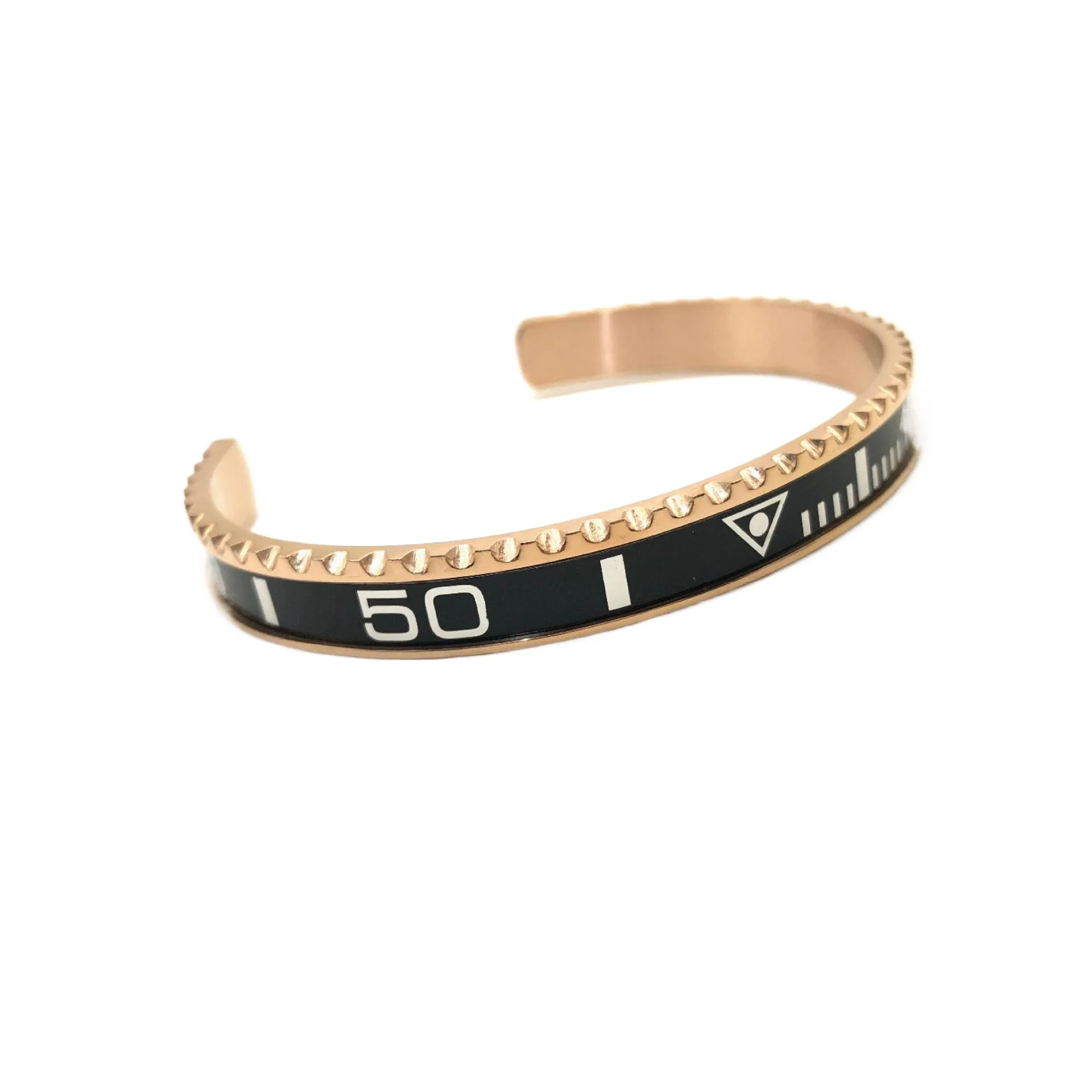 Sand rose gold open titanium steel bracelet, digital men's and women's graduated watch bracelet