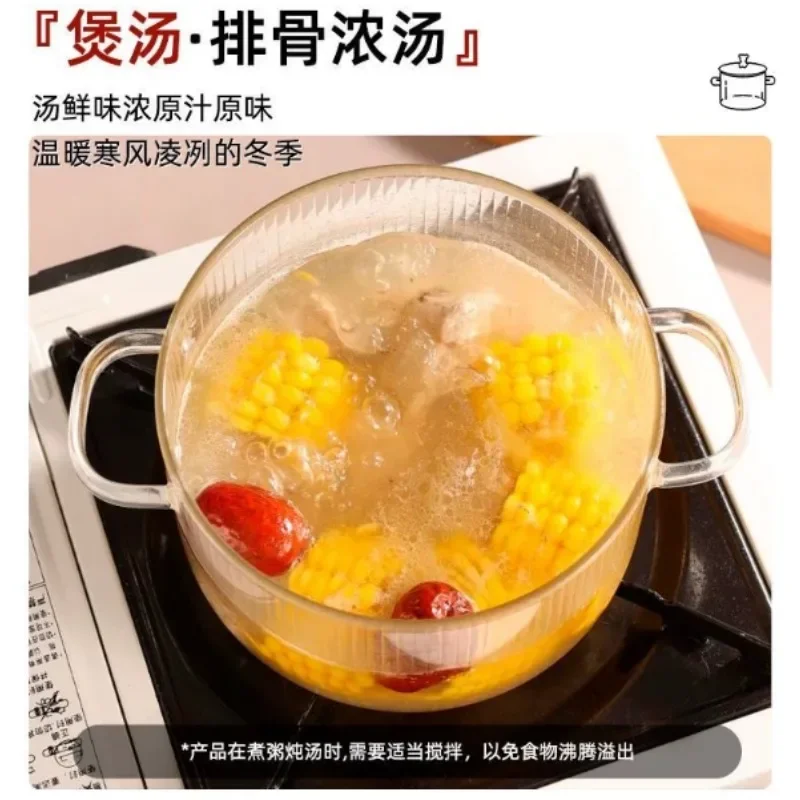 High Borosilicate Glass Pot, Open Flame Heatable High Temp Resistant Transparent Household Instant Noodle Bowl