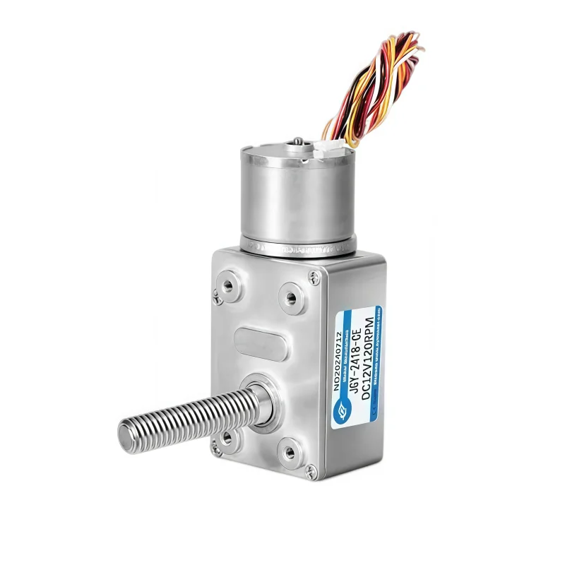 JGY2418 Miniature Turbine Worm DC Reduction Motor with M8 Threaded Rod Shaft Self-locking Small Motor 12V 24V