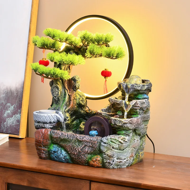 rockery fountain circulating water generating wealth landscape living room entrance office desktop ornament opening gift