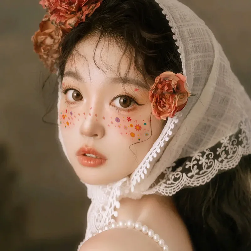 12 Pcs Temporary Face Tattoo Stickers Cute Heart Blush Eye Corner Makeup Design High Quality Waterproof for Teen Girl Daily