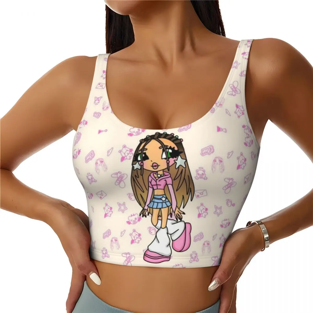 

Custom E-Emilia Mernes Workout Crop Tank Tops Women Seamless Mp3 Singer Poster Running Yoga Sports Bras