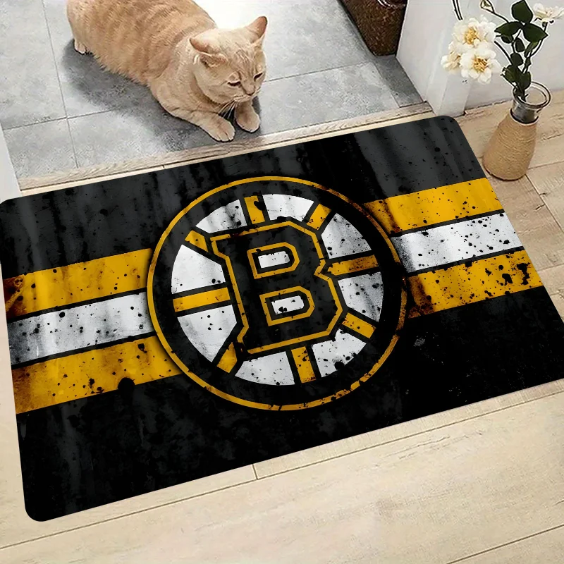 1PC B-Boston B-Bruins Floor Mat Floor Mat Anti-Slip Kitchen Bedroom Handmade Tufted Rug Carpet Living Room Entrance Rug